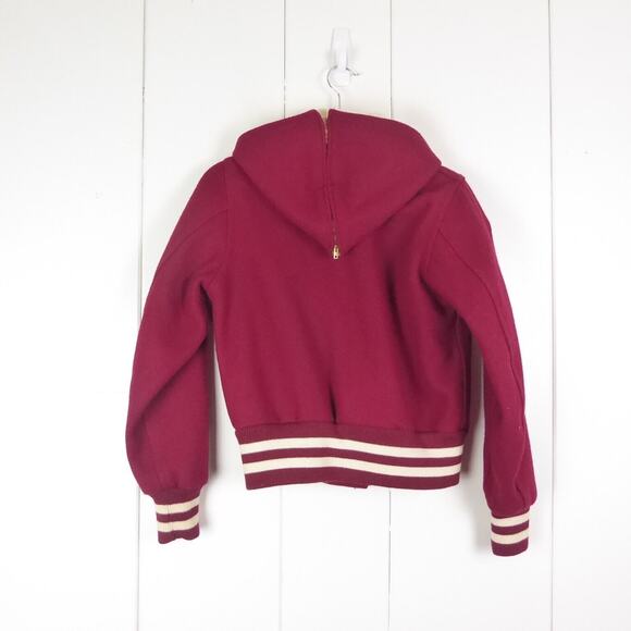 VTG Jacket Womens SZ S Letterman Varsity Hooded Preppy Scholastic Chief Logo - Picture 8 of 9